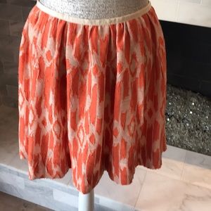 J. Crew Orange Ikat Print Skirt 6 EUC